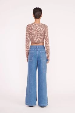 DEANNA SWEATER | CLOVE WAVY DOT -Staud Outlet Store deanna sweater clove wavy dots 05341 web