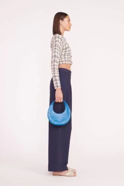MINI MOON BAG | ISLAND BLUE -Staud Outlet Store deanna sweater creme dawn plaid luisa pant nav 05345 web