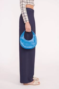 MINI MOON BAG | ISLAND BLUE -Staud Outlet Store deanna sweater creme dawn plaid luisa pant nav 05359 web