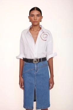 HUDSON SKIRT | MEDIUM WASH -Staud Outlet Store emersyn top white 00656 web 1