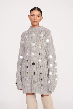 BEEHIVE MIRRORED SWEATER | HEATHER GREY
