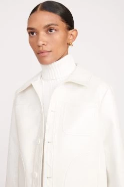GLAZING JACKET | WHITE VEGAN PATENT -Staud Outlet Store fall 23 1225 web