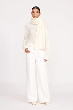 KNIT MERINO SCARF | IVORY -Staud Outlet Store fall 23 1537 web