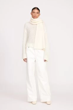 KNIT MERINO SCARF | IVORY -Staud Outlet Store fall 23 1541 web