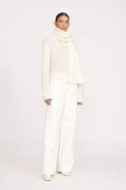 KNIT MERINO SCARF | IVORY -Staud Outlet Store fall 23 1544 web