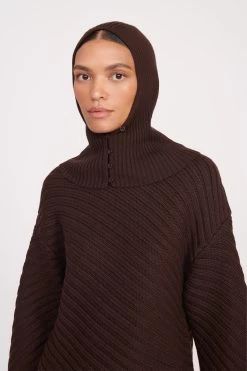 KNIT BALACLAVA | DARK CHOCOLATE -Staud Outlet Store fall 23 1754 web