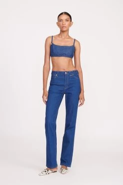 STAUD + WRANGLER THE JEAN BIKINI TOP | DARK RINSE -Staud Outlet Store fall 23 1810 web