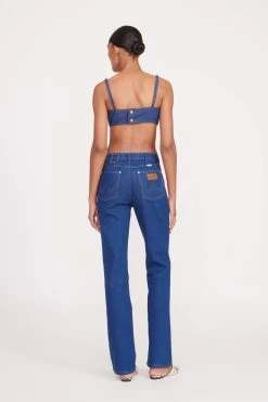 STAUD + WRANGLER THE JEAN BIKINI TOP | DARK RINSE -Staud Outlet Store fall 23 1823 web