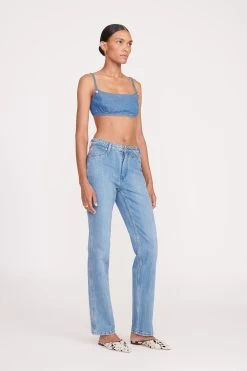 STAUD + WRANGLER THE JEAN BIKINI TOP | MID BLUE -Staud Outlet Store fall 23 1903 web