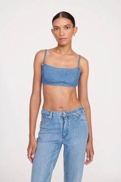 STAUD + WRANGLER THE JEAN BIKINI TOP | MID BLUE -Staud Outlet Store fall 23 1912 web