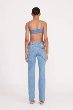 STAUD + WRANGLER THE JEAN BIKINI TOP | MID BLUE -Staud Outlet Store fall 23 1914 web