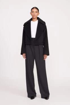 CARVER CROPPED COAT | BLACK -Staud Outlet Store fall 23 1954 web