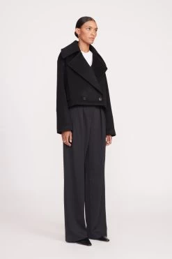 CARVER CROPPED COAT | BLACK -Staud Outlet Store fall 23 1967 web