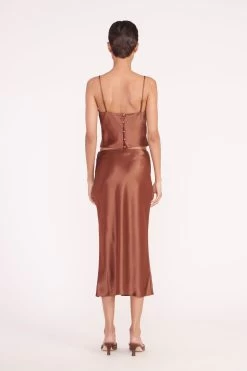 BRIGITTE MULE | CLOVE SATIN 14 BRIGITTE MULE | CLOVE SATIN -Staud Outlet Store gracie top angela skirt clove 02611 web 1
