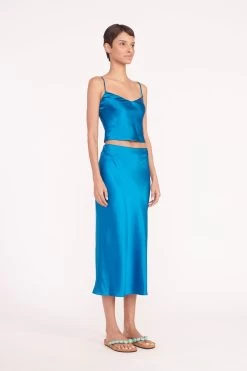 GRACIE TOP | ISLAND BLUE -Staud Outlet Store gracie top angela skirt island blue 05906 web