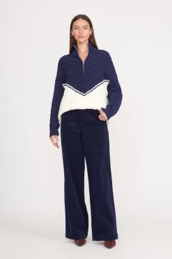 HAMPTON SWEATER | NAVY IVORY 10 HAMPTON SWEATER | NAVY IVORY -Staud Outlet Store hampton sweater navy ivory 1