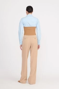 HAZEL TOP | CAMEL FRENCH BLUE 8 HAZEL TOP | CAMEL FRENCH BLUE -Staud Outlet Store hazel top camel french blue 1