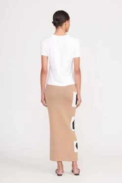 KARINA SKIRT | CAMEL GEOSCAPE -Staud Outlet Store karina skirt camel geoscape 1