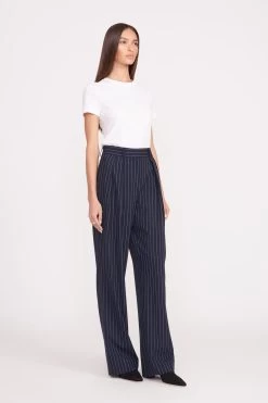 LUISA PANT | NAVY PINSTRIPE -Staud Outlet Store luisa pant navy pinstripe 0012 web