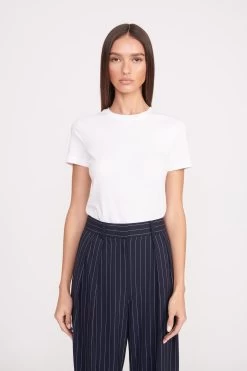 LUISA PANT | NAVY PINSTRIPE -Staud Outlet Store luisa pant navy pinstripe 0019 web