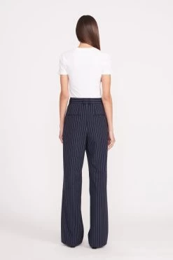 LUISA PANT | NAVY PINSTRIPE -Staud Outlet Store luisa pant navy pinstripe 0028 web