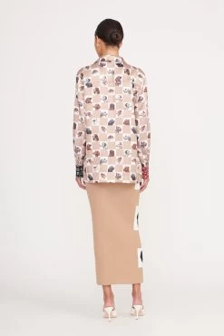 MARTHA TUNIC | CAMEL DOG CHECK -Staud Outlet Store martha tunic camel dog check 4 ad51cecc 7de1 431a 8dbb 6c2296384505