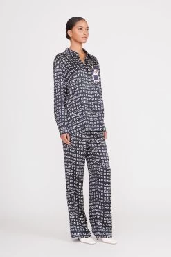 MARTHA TUNIC | NAVY GEOSCAPE DOG CHECK -Staud Outlet Store martha tunic navy geoscape 3 21461f11 8209 4fc1 a816 0a57093bac7b