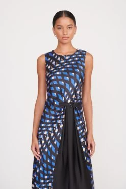 MATERIALITY DRESS | PAINTED ARGYLE BLACK -Staud Outlet Store materiality dress painted argyle black 1