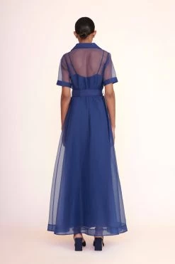 MILLIE DRESS | NAVY ORGANZA -Staud Outlet Store millie dress navy organza 3