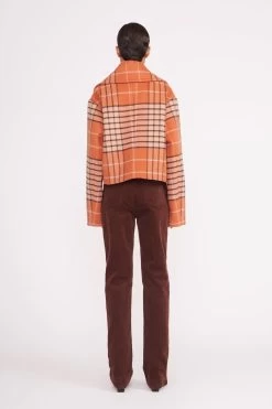 CARVER CROPPED COAT | PERSIMMON MEGA PLAID -Staud Outlet Store mini carver coat persimmon mega plaid 3 e1b72a50 0e93 40ab 9784 e29606842d44