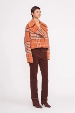CARVER CROPPED COAT | PERSIMMON MEGA PLAID -Staud Outlet Store mini carver coat persimmon mega plaid 4 423c081f 0573 4a8f 9f90 5cbfbe54b35f