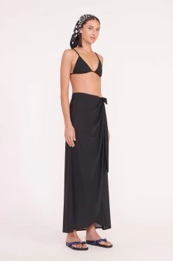 SILK SCARF | BLACK WAVY DOT -Staud Outlet Store miriam top angelica wrap skirt black 05645 web