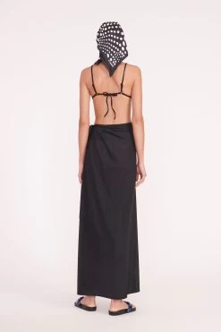 SILK SCARF | BLACK WAVY DOT -Staud Outlet Store miriam top angelica wrap skirt black 05647 web