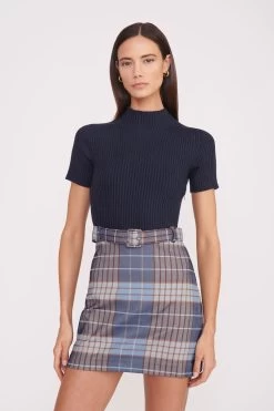 PATSY DRESS | FRENCH BLUE MEGA PLAID NAVY 8 PATSY DRESS | FRENCH BLUE MEGA PLAID NAVY -Staud Outlet Store patsy dress french blue mega plaid navy 1