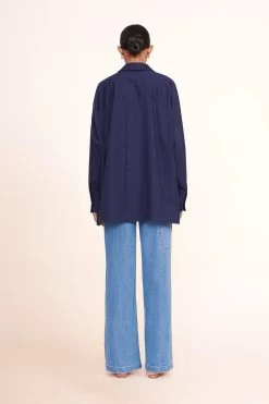 PAYTON TOP | NAVY 10 PAYTON TOP | NAVY -Staud Outlet Store payton top navy painter pant medium wash 012151 web