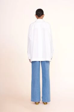 PAYTON TOP | WHITE -Staud Outlet Store payton top white painter pant medium wash 00944 web