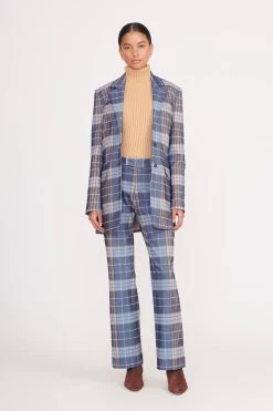 CITY BLAZER | FRENCH BLUE MEGA PLAID -Staud Outlet Store pirouette pant french blue mega plaid 4 7058fd31 4eca 4b72 ad64 45be896f034c