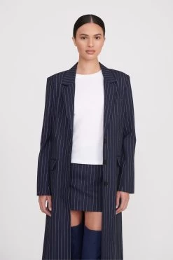 RALPH COAT | NAVY PINSTRIPE -Staud Outlet Store ralph coat navy pinstripe 6 web 4a8f6930 9351 4eaf a6c6 0cc244e6a416