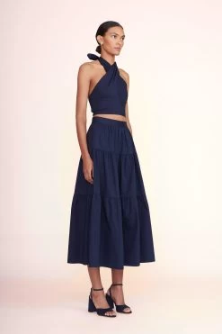 SOLANGE HEEL | NAVY -Staud Outlet Store sea skirt navy 1