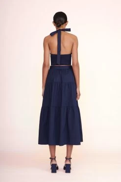 SOLANGE HEEL | NAVY -Staud Outlet Store sea skirt navy 4