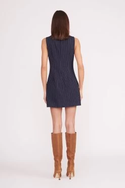 SHEILA DRESS | NAVY PINSTRIPE -Staud Outlet Store sheila dress navy pinstripe 6 c1bdc7f6 ee86 43bb bde7 e90843428521