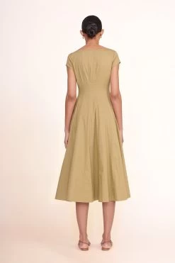 SHORT SLEEVE WELLS DRESS | KHAKI -Staud Outlet Store short sleeve wells dress khaki 2 00504 web