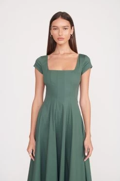 SHORT SLEEVE WELLS DRESS | PINE 9 SHORT SLEEVE WELLS DRESS | PINE -Staud Outlet Store short sleeve wells dress pine 3 6b3642f1 1b54 447a a2a9 aca1fb3bc667