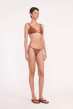OLIVIA BEADED TRIANGLE TOP | CLOVE -Staud Outlet Store small Bikini Brown 06050