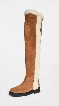 STAUD Rowan Over The Knee Shearling Boots
