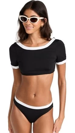 STAUD Lily Short Sleeve Bikini Top -Staud Outlet Store staud316191071b 1680649976134 2 0. UX357 QL90