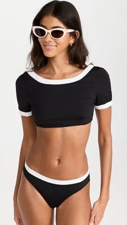 STAUD Lily Short Sleeve Bikini Top -Staud Outlet Store staud316191071b 1680649976186 2 0. UX357 QL90