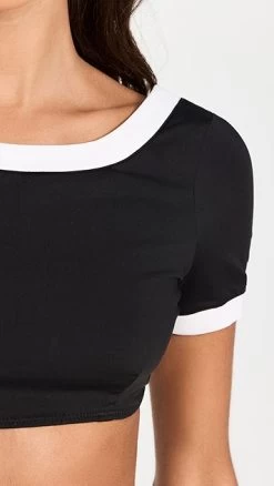 STAUD Lily Short Sleeve Bikini Top -Staud Outlet Store staud316191071b 1680649977605 2 0. UX357 QL90